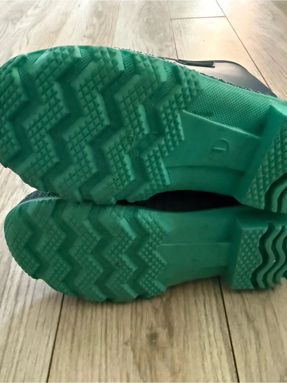 Kids Black Rain Boots with Green Trim - Waterproof Boots